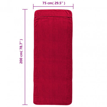 Prosoape de plajă, 2 buc., vișiniu, 75x200 cm, textil 400 GSM - Img 7