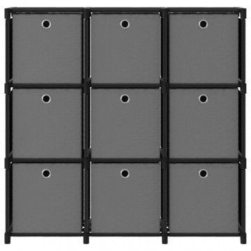 Raft 9 cuburi cu cutii, negru, 103x30x107,5 cm, material textil - Img 1
