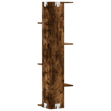 Raft colț perete stejar fumuriu 36,5x36,5x140cm lemn prelucrat - Img 5