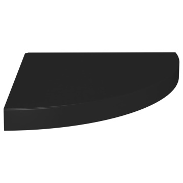 Raft colțar de perete, negru, 35 x 35 x 3,8 cm, MDF - Img 2