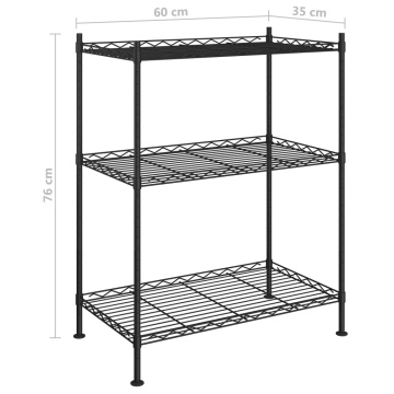 Raft de depozitare, 3 niveluri, negru, 60 x 35 x 76 cm, 150 kg - Img 6