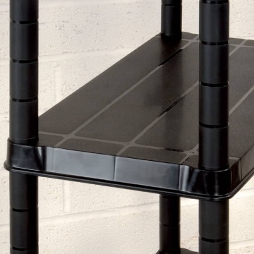 Raft de depozitare cu 4 polițe, negru, 122x30,5x130 cm, plastic - Img 8