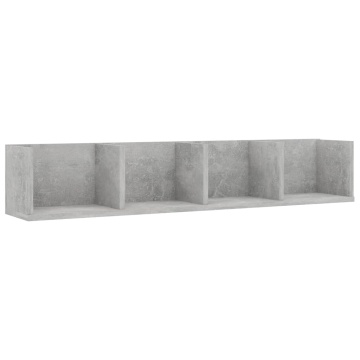 Raft de perete CD-uri, gri beton, 100x18x18 cm, lemn prelucrat - Img 2