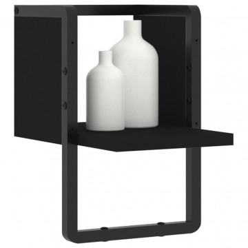 Raft de perete cu bare, negru, 20x25x30 cm - Img 3