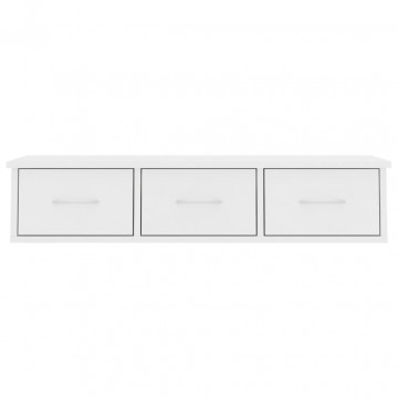 Raft de perete cu sertare, alb, 88x26x18,5 cm, PAL - Img 4