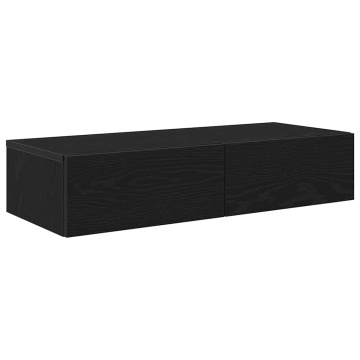Raft de perete cu sertare negru 80x33x17 cm lemn prelucrat - Img 2
