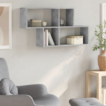 Raft de perete, gri beton, 100x20x53 cm , lemn prelucrat - Img 3