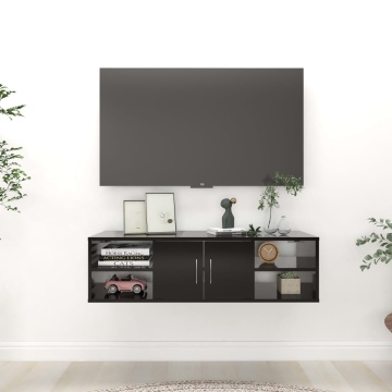 Raft de perete, negru, 102x30x29 cm, PAL - Img 1