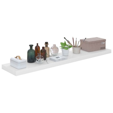 Raft de perete suspendat, alb extralucios, 120x23,5x3,8 cm, MDF - Img 3