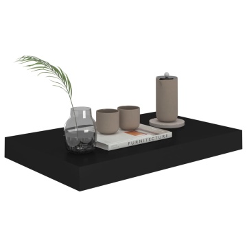 Raft de perete suspendat, negru, 40x23x3,8 cm, MDF - Img 3