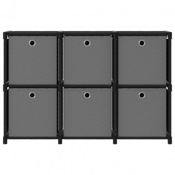 Raft expunere, 6 cuburi + cutii, negru, 103x30x72,5 cm, textil - Img 1