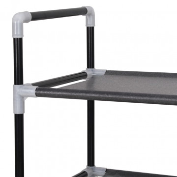 Raft încălțăminte cu 4 rafturi, Metal și textil nețesut, Negru - Img 6