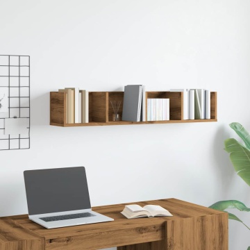 Raft perete CD-uri stejar artizanal 100x18x18 cm lemn prelucrat - Img 3