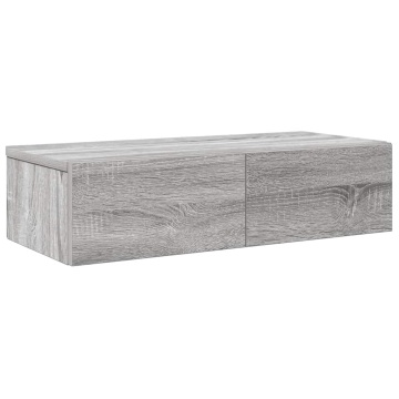Raft perete cu sertare Gri Sonoma 60x26,5x15cm Lemn prelucrat - Img 2