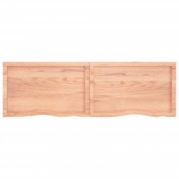 Raft perete maro deschis 160x50x4 cm lemn masiv stejar tratat - Img 5