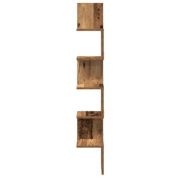 Raft perete pentru colț lemn vechi 20x20x127,5cm lemn prelucrat - Img 4
