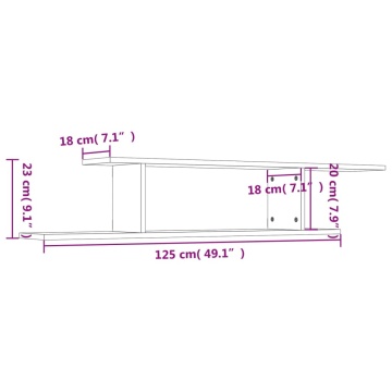 Raft TV cu montaj pe perete, stejar sonoma, 125x18x23 cm, PAL - Img 7