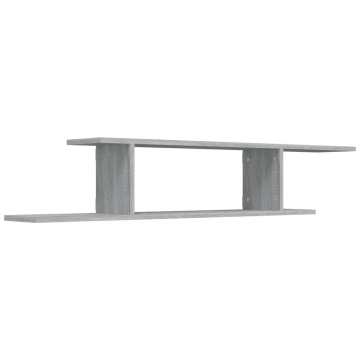 Raft TV montat pe perete gri sonoma 125x18x23 cm lemn - Img 2
