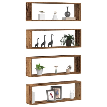 Rafturi 4 buc Lemn Vechi 80x15x26 cm Lemn Prelucrat - Img 3