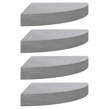 Rafturi de colț de perete, 4 buc., gri beton, 25x25x3,8 cm, MDF - Img 2