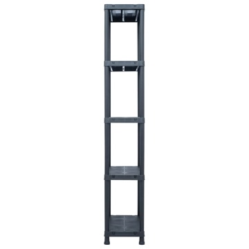Rafturi de depozitare 5 buc. negru 60x30x180 cm plastic 125 kg - Img 4
