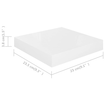 Rafturi de perete, 2 buc., alb extralucios, 23x23,5x3,8 cm, MDF - Img 7