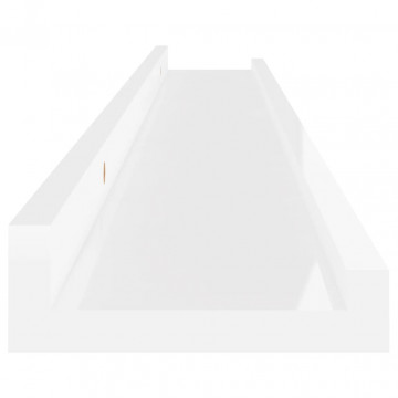 Rafturi de perete, 2 buc., alb extralucios, 80x9x3 cm - Img 7