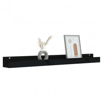 Rafturi de perete, 2 buc., negru, 110x12x9 cm, lemn masiv pin - Img 6