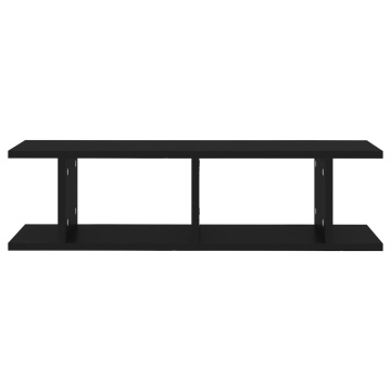 Rafturi de perete, 2 buc., negru, 75x18x20 cm, lemn - Img 7