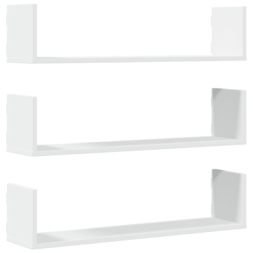 Rafturi de perete, 3 buc., alb, 80x18x18 cm, lemn prelucrat - Img 2