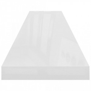 Rafturi de perete, 4 buc., alb extralucios, 120x23,5x3,8 cm MDF - Img 5