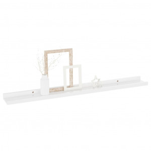 Rafturi de perete, 4 buc., alb extralucios, 80x9x3 cm - Img 3