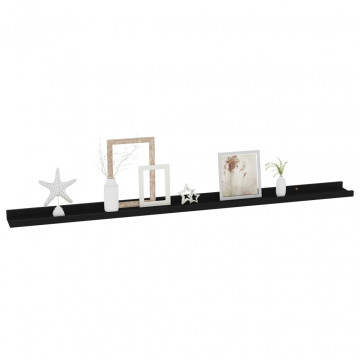 Rafturi de perete, 4 buc., negru, 115x9x3 cm - Img 3