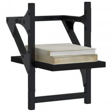 Rafturi de perete cu bare, 2 buc, negru, 20x25x30 cm - Img 3