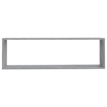 Rafturi de perete cub, 2 buc., gri sonoma, 100x15x30 cm, lemn - Img 5