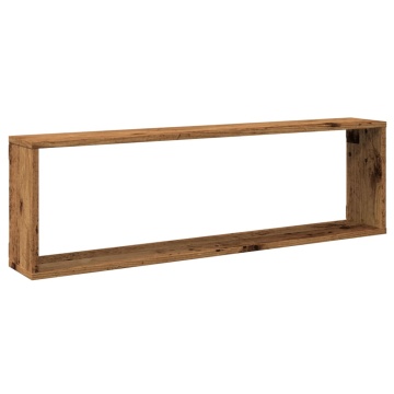 Rafturi de perete cub, 2 buc., lemn vechi, 100x15x30 cm, lemn - Img 4