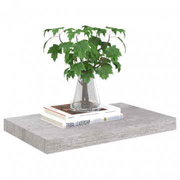 Rafturi de perete suspendate 2 buc. gri beton 50x23x3,8 cm MDF - Img 3