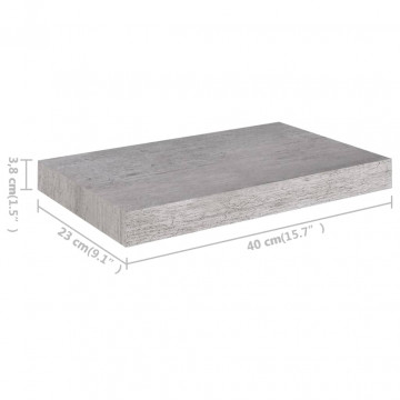 Rafturi de perete suspendate 4 buc. gri beton 40x23x3,8 cm MDF - Img 7