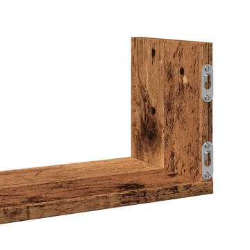 Rafturi perete, 3 buc., lemn vechi, 58x18x18 cm, lemn prelucrat - Img 7