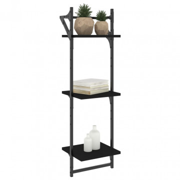 Rafturi perete 3 niveluri/bare 2 buc negru 30x25x100cm - Img 3