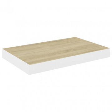Rafturi perete suspendate 2 buc. alb/stejar 50x23x3,8cm MDF - Img 4