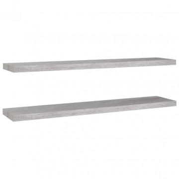 Rafturi perete suspendate 2 buc. gri beton 120x23,5x3,8 cm MDF - Img 2