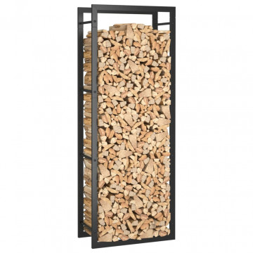 Rastel pentru lemne de foc, negru mat, 50x28x132 cm, oțel - Img 6