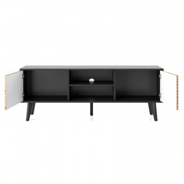 Ravena RV01 TV stand din stejar artizanal - negru 154 cm 2D - Img 4