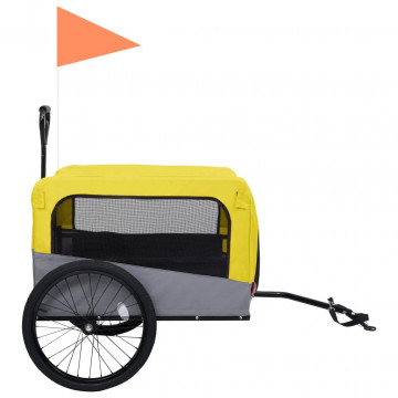 Remorcă bicicletă & cărucior 2-în-1 animale, galben și gri - Img 4