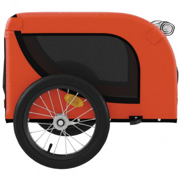 Remorcă de bicicletă câini portocaliu&negru textil oxford&fier - Img 5