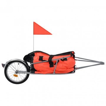 Remorcă de bicicletă pentru bagaje cu sac, portocaliu și negru - Img 2