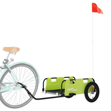 Remorcă de bicicletă, verde, textil oxford și fier - Img 3