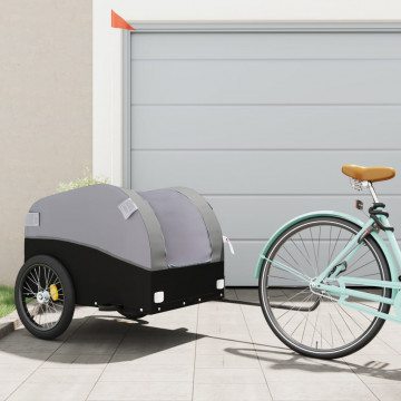 Remorcă de marfă pentru biciclete, negru & gri, 45 kg, fier - Img 1