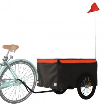 Remorcă de marfă pentru biciclete negru/portocaliu 45 kg fier - Img 3